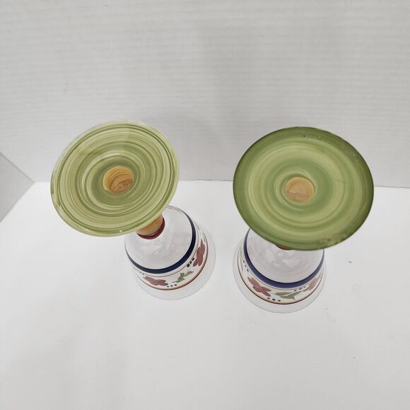 Gibson Designs Bella Hand Painted Wine Goblets Glasses MultiColor Stemware set 2 - Picture 6 of 10